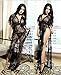 GMJF Women's Sexy Lace and Chiffon Babydoll Nightwear Long Gown Lingerie with Thong, Black, One Size