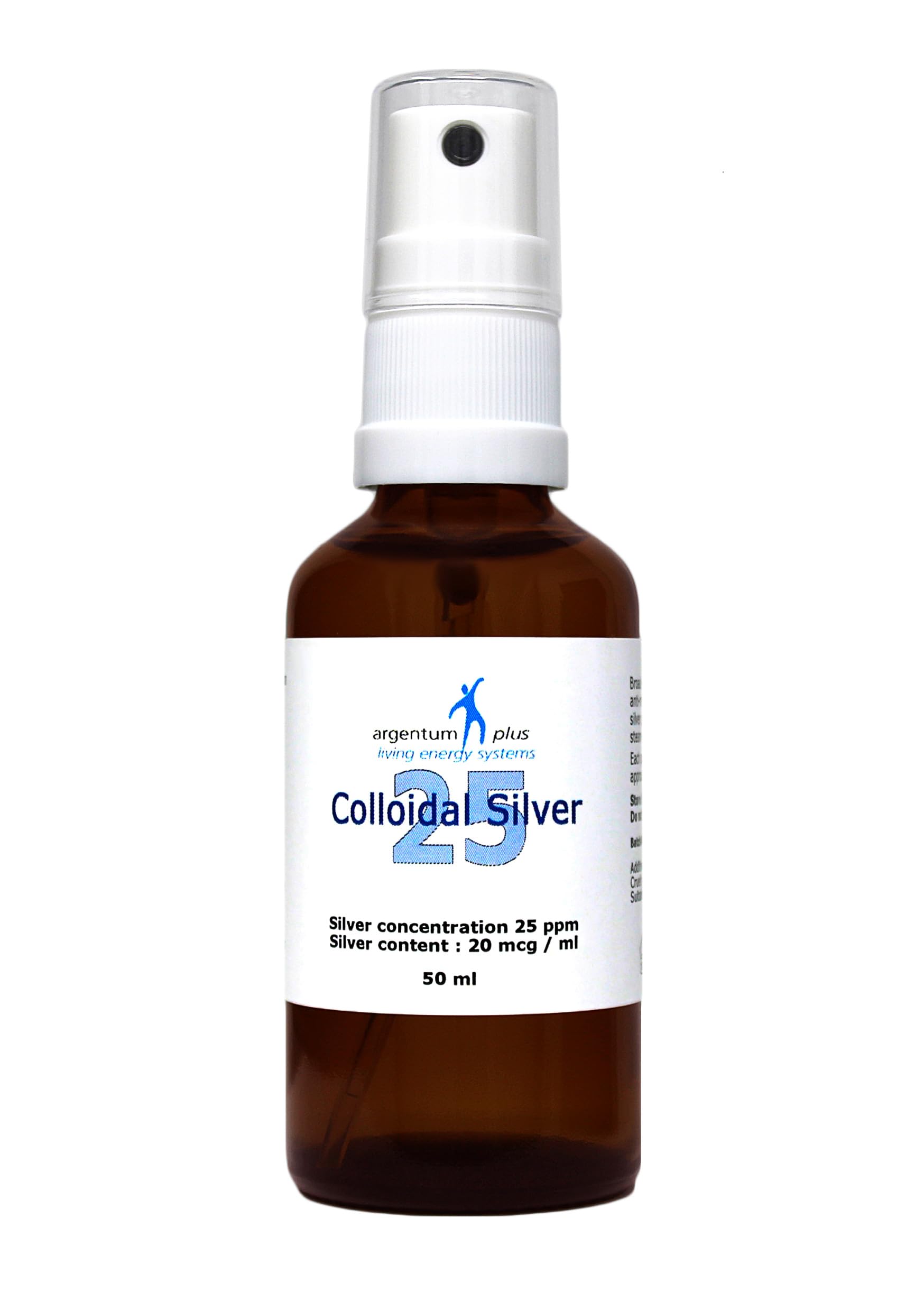 argentum plus - Colloidal Silver 25 ppm - 50 ml Spray in Amber Glass