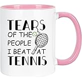 Lxenrra Tennis Gifts for Men Women, Funny Tennis Gifts Mug Cup for Players or Coaches, 11 Oz Two Tone Coffee Mug (White & Pink)