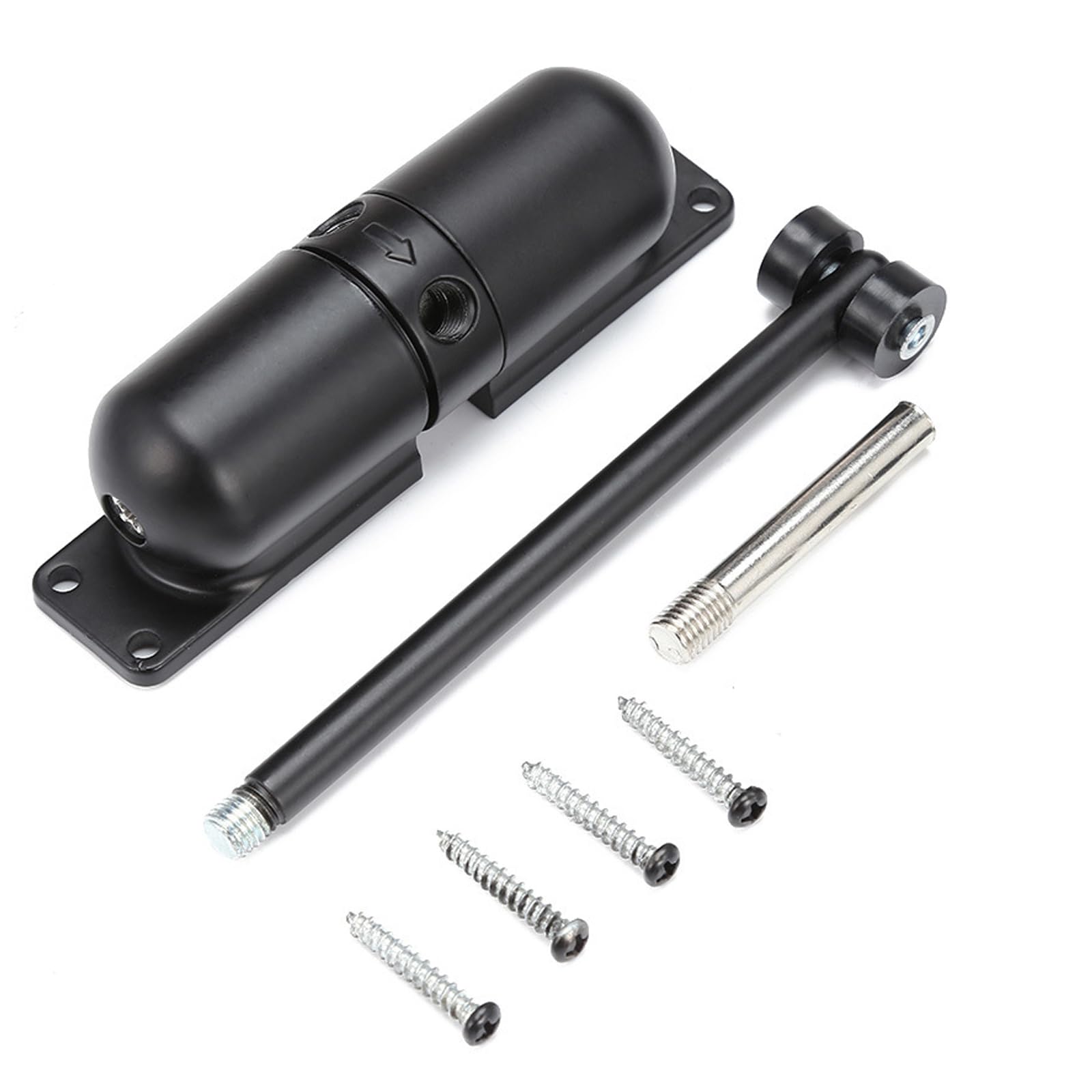 Automatic Door Closer, Door Closer for Garden Gate, Front Door, Outdoor, Fly Screen Door, Tension Spring, Automatic Buffer Closed (Black, 1 Piece)