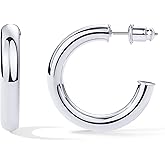 PAVOI 14K Gold Plated Lightweight Chunky Open Hoops for Women | Trendy Gold Hoop Earrings