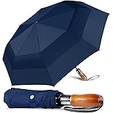 Lejorain Large Folding Golf Umbrella - Compact Mens Umbrellas Travel Rain and Windproof 54inch Collapsible Automatic Open Close Umbrella 210T Teflon Vented Double Canopy
