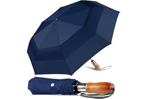 Lejorain Large Folding Golf Umbrella - Compact Mens Umbrellas Travel Rain and Windproof 54inch Collapsible Automatic Open Close Umbrella 210T Teflon Vented Double Canopy