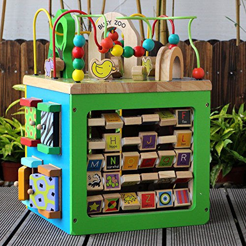 Fun little toys 5 in 1 toddlers learning based wooden m…