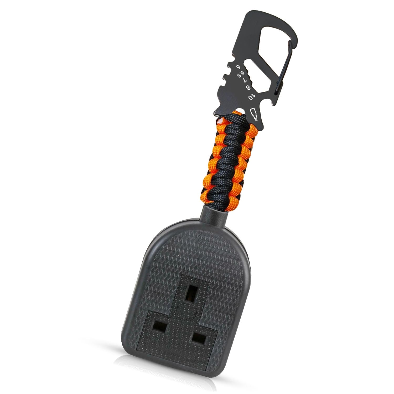 Socket Tester Holder Pro: Secure & Organize Your Electrical Tools with R1 + R2 Link and Carabiner Clip black and orange