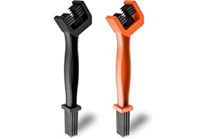 2 Pcs Motorcycle Chain Brush Maintenance Bike Chain Washer Cleaner, Black and Orange