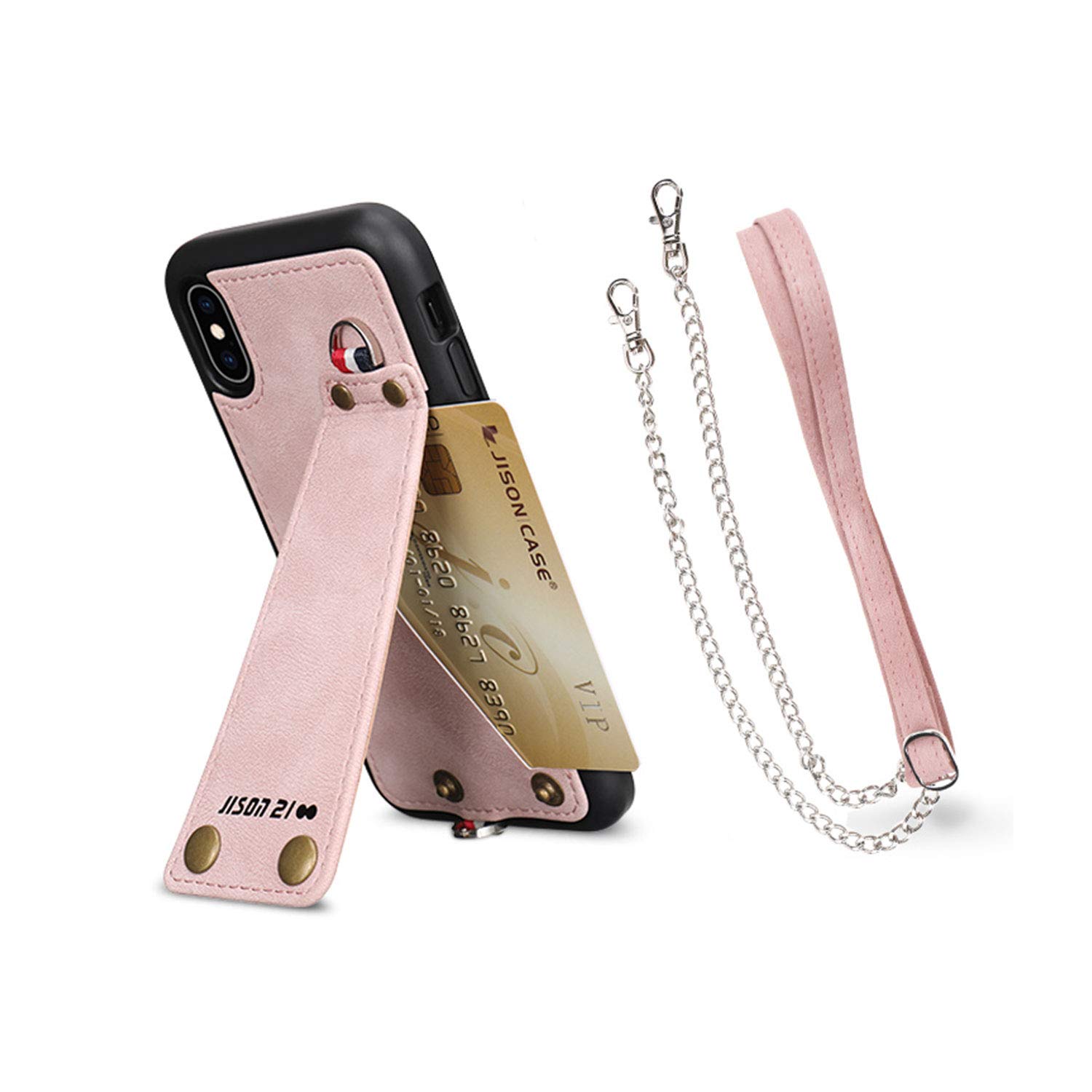 JISON21 Crossbody Case for iPhone Xs Max, Necklace Case for iPhone Xs Max Case with Strap and Card Slot