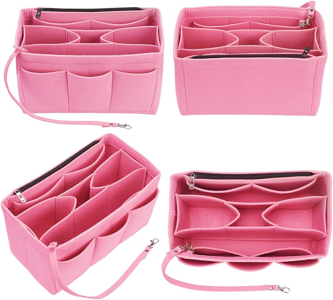 Felt Purse Organizer Insert with Zipper Built In Pouch Keychain Handbag