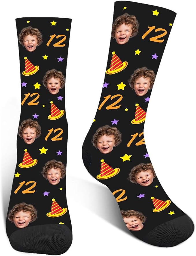Personalized Socks with Faces,Custom Photos Socks with Number,Birthday