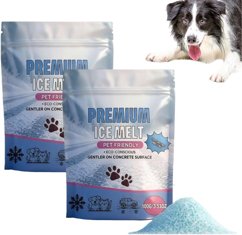 2026 ICES & Snow Melts,Ice Melt - Pet Safe Ice Melt,Pet Friendly Salt for ICES and Snows,Fast-Acting Snow Melts/Ic-e Removal for Driveway Sidewalk,Resealable 100g Bag