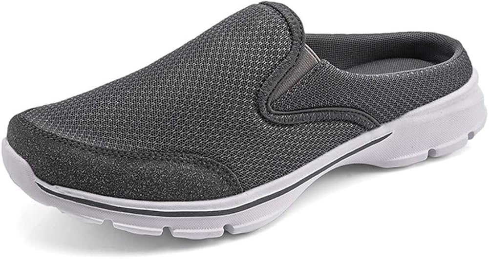  | MizHome Men's Open Back Sneaker Clogs Knit Mules Shoes Lightweight Breathable Slippers | Mules & Clogs