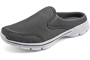 MizHome Men's Open Back Sneaker Clogs Knit Mules Shoes Lightweight Breathable Slippers