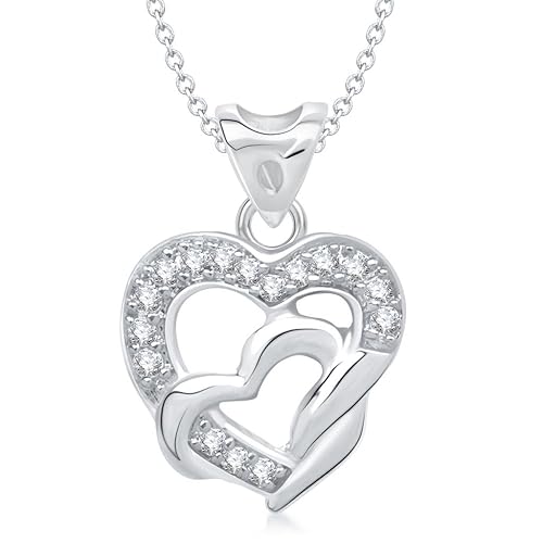 VK Jewels Season of Love Heart Shape Rhodium plated Pendant - P1289R [VKP1289R]