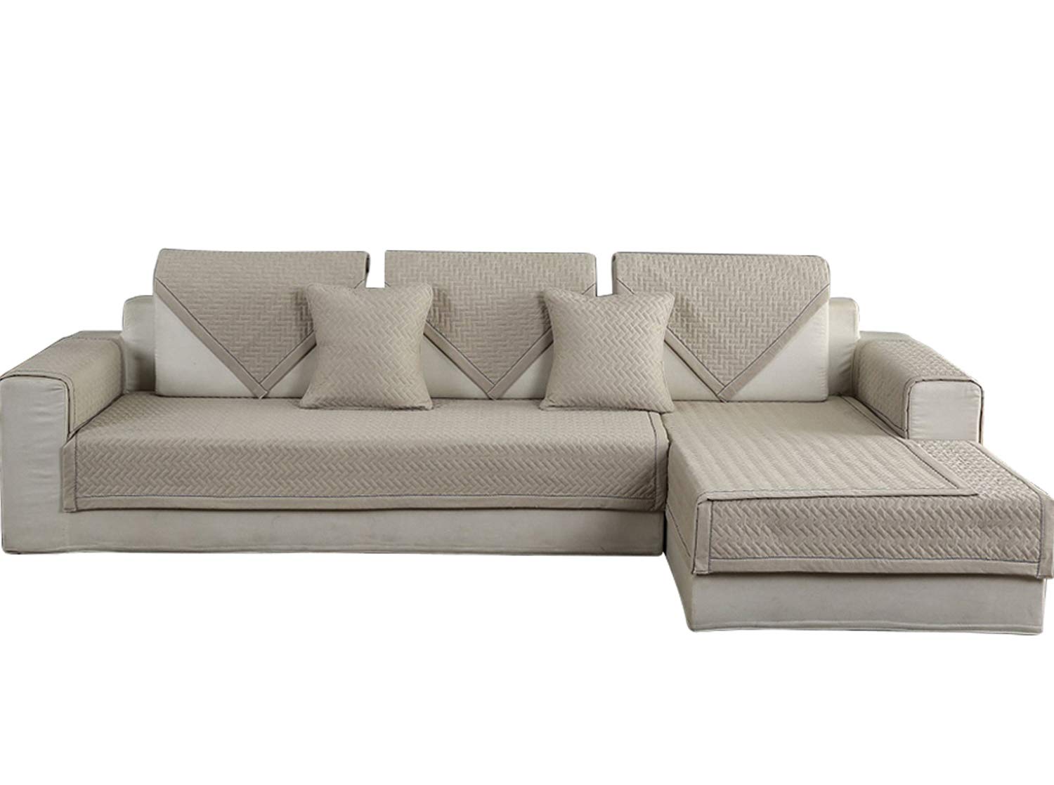 Hotniu Non Slip Quilted Sectional Sofa Covers Cotton L Shape Couch
