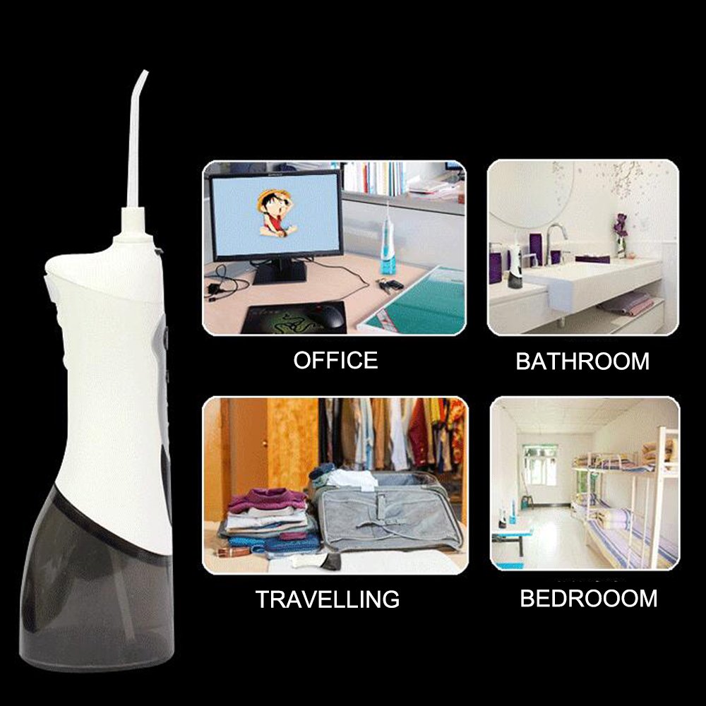 Portable Water Flosser Power Floss Water Jet Oral Irrigator Cordless Dental Irrigator Gum Disease Removing Flosser IPX7 Waterproof Rechargeable Dental Flosser