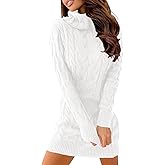 Langwyqu Womens Cable Knit Sweater Dress Sexy Long Sleeve Bodycon Turtleneck Mini Fall Sweaters Dresses