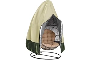 567 TECHNOLOGY PTE. LTD 【2024 Upgrade】Patio Egg Chair Cover with Zipper,Outdoor Hanging Egg Chair Cover,UV Resistant,Windproof Heavy Duty,Wicker Egg Swing Chair Covers,Fits Single Seat Egg Chair,75" x 45",Beige