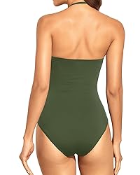 Holipick Women Army Green Bandeau One Piece