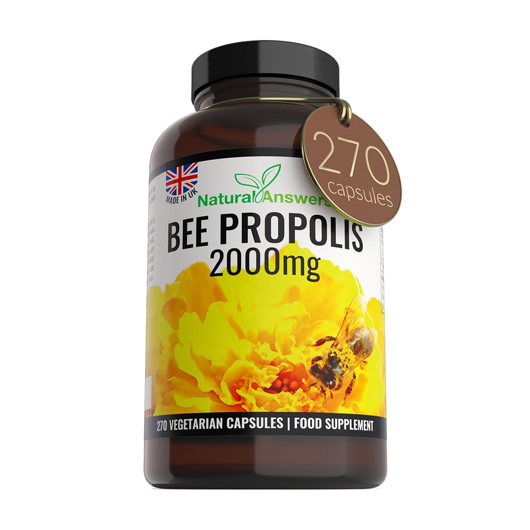 Natural Answers Pure Bee Propolis 2000mg โ 270 Capsules 135 Servings - 100% Suitable for Vegetarians Bees Propoli