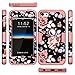 iPod Touch 5 Case,iPod Touch 6 Case,OBBCase Three Layer Heavy Duty Hybrid Sturdy Armor High Impact Resistant Protective Cover Case for Apple iPod 5/Apple iPod 6 Rose Flower/Black