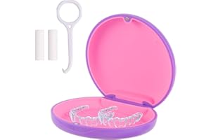 ACSKD Aligner Case, Slim Retainer Box for Travel, Retainer Case Compatible with Invisalign Aligners, Brace Storage Box with Aligner Removal Tool and Chew,Purple
