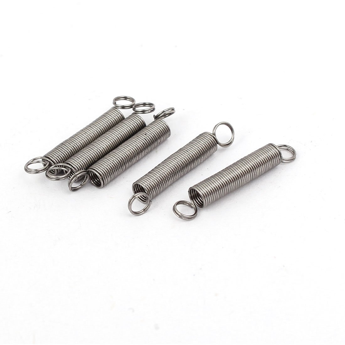sourcingmap 0.3mmx3mmx20mm 304 Stainless Steel Tension Springs Silver Tone 5pcs