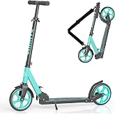 SIMATE Kick Scooter for Kids Teens &amp; Adults, 4 Adjustable Heights, 8IN All Terrain Big Wheels, Foldable and Lightweight, Gifts for Girls Boys