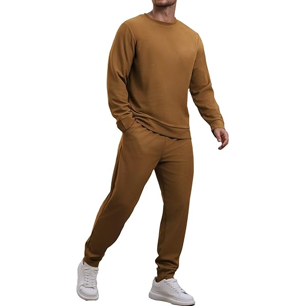 YLSDY Men's Sweatsuit 2 Piece Set Long Sleeve Crewneck Sweatshirt Jogger Pants Tracksuit Purple XL