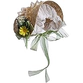 COSDREAMER Girls Women Victorian Bonnet Tea Party Hat Lace Sun Hat (Light Green)