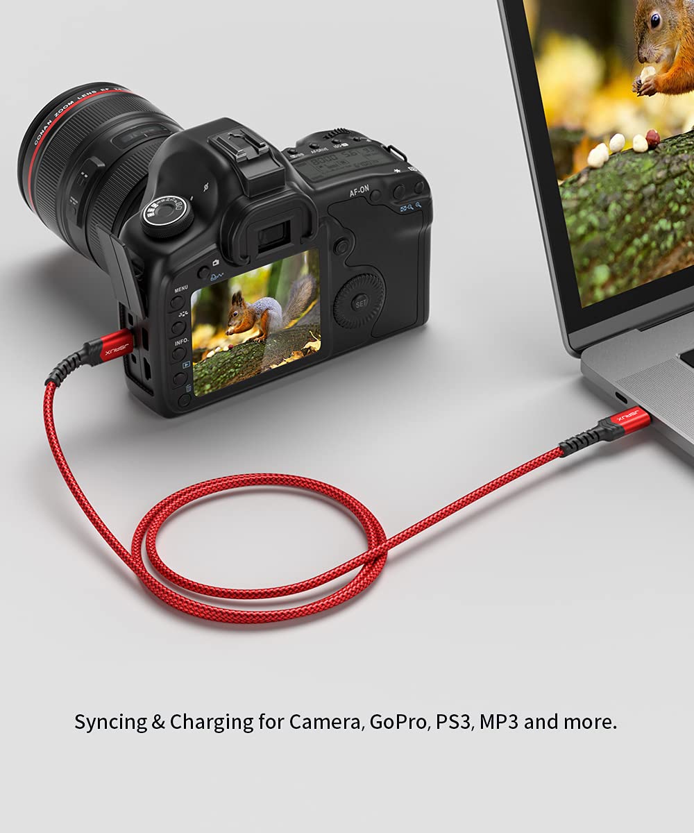 JSAUX Mini USB to Type C Cable, USB C to Mini USB 6.6FT Cable Charging Cord for GoPro Hero 3+, PS3 Controller, MP3 Player, Dash Cam, Digital Camera, GPS Receiver, PDAs and More Mini B Devices 2M/Red