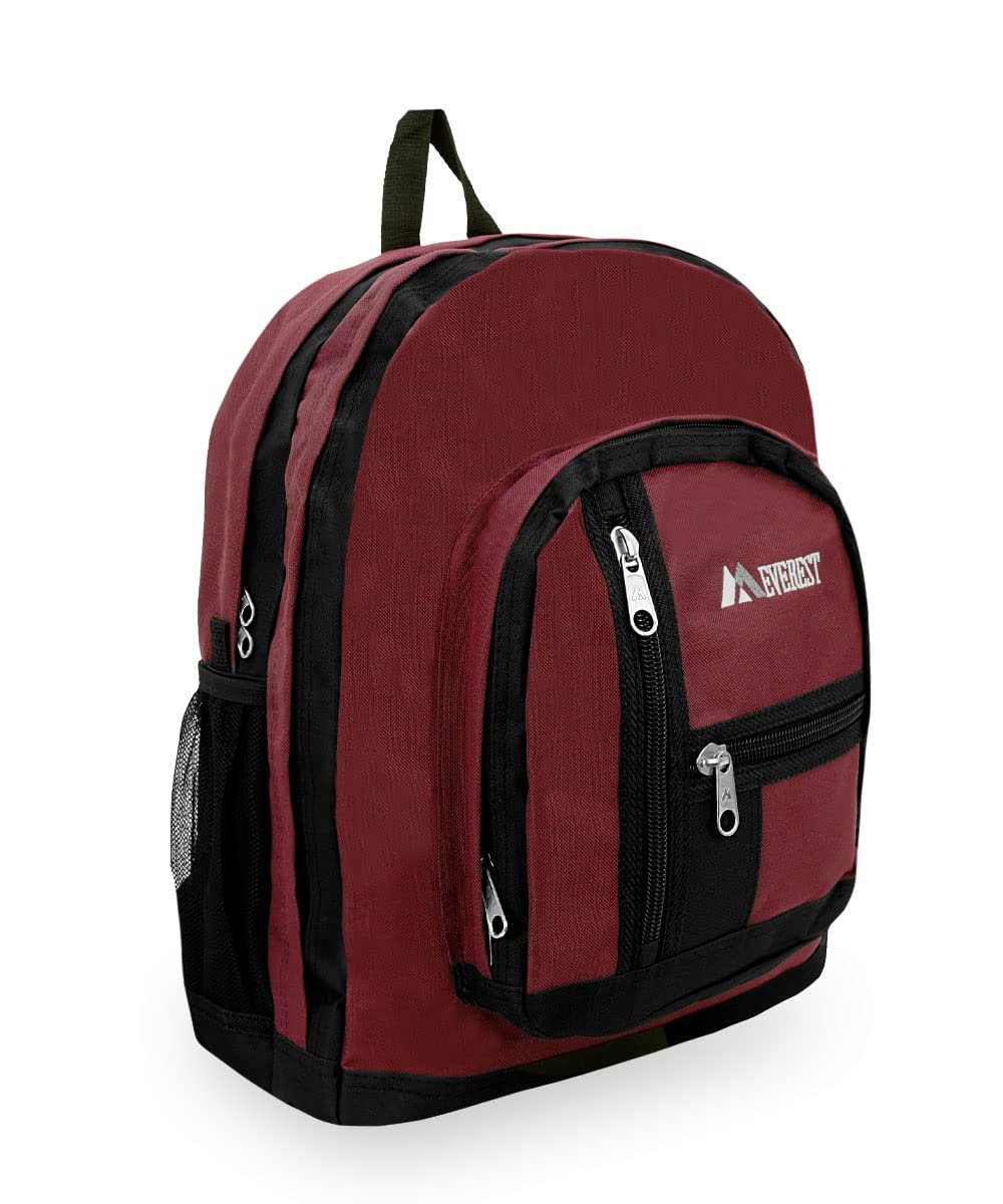 Everest Double Main Compartment Backpack, Burgandy, One Size