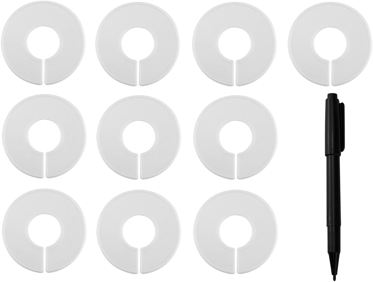 Blulu 10 Pack Clothing Rack Size Dividers Round Hangers Dividers with 1 Piece Marker Pen