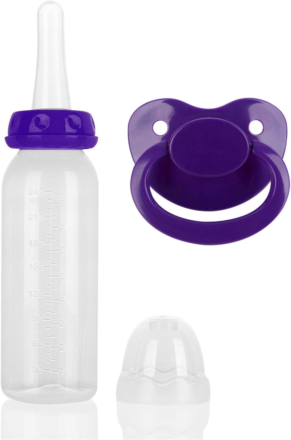 Amazon Co Jp Hooyi Abdlグッズ 大人用 哺乳びん セット240ml シリコン プラスチック製 ニップル付き Ddlg道具 成人おもちゃ ダークパープル ホーム キッチン