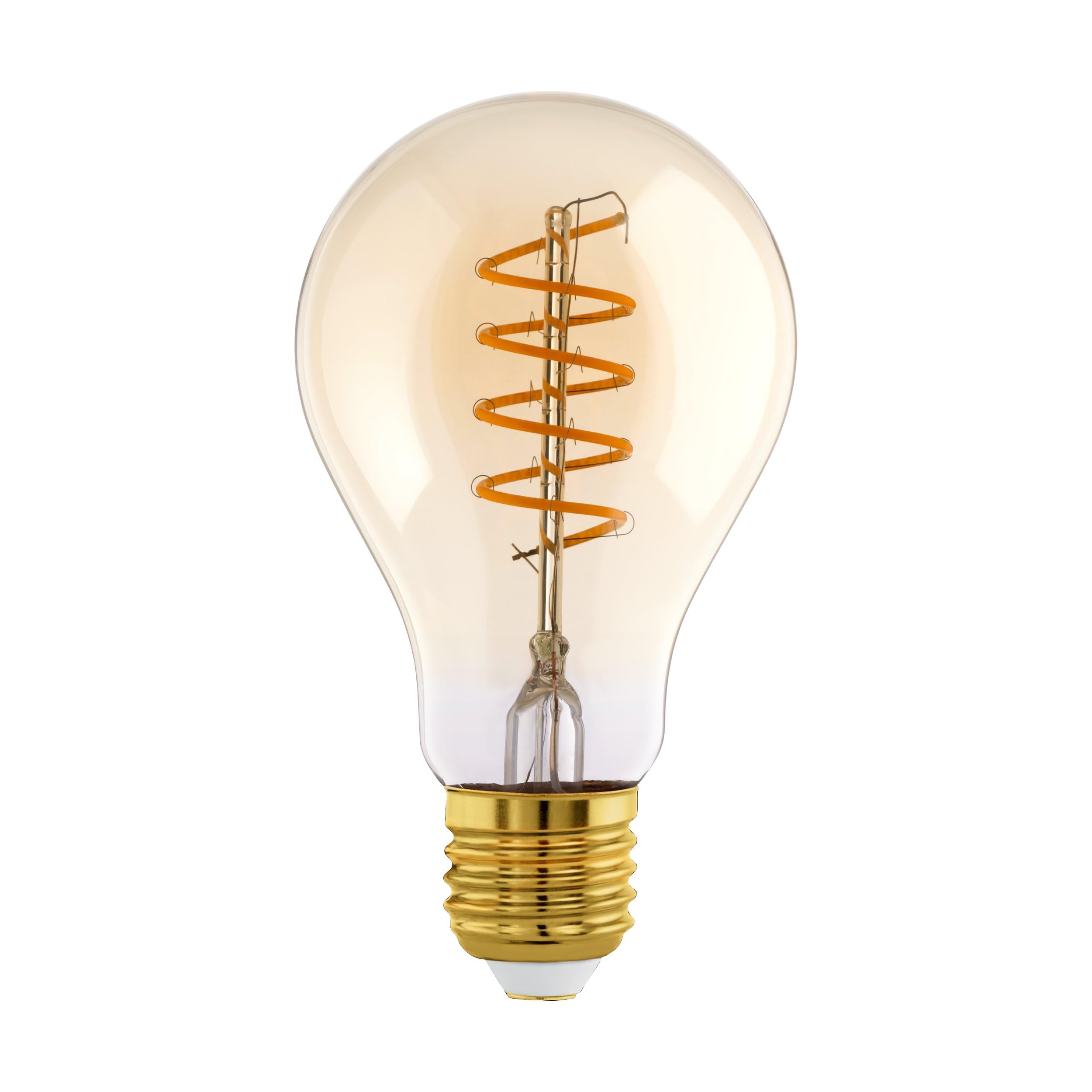 Eglo Dimmable E27 LED, vintage spiral filament light bulb, Edison lamp for retro lighting, 4 watt (equivalent to 25 watt), 245 lumen, warm white glow, 2200 Kelvin, A75, Ø 3"