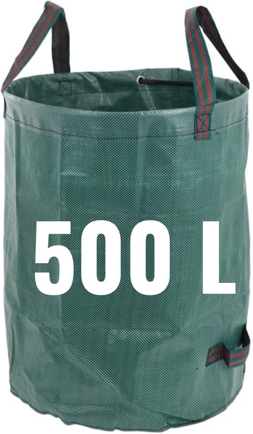 Heavy Duty Garden Waste Bags By XOLY - 500 Litre - Industrial Fabric and Handles - Shower Proof- Green/Garden Waste Sacks, Reusable