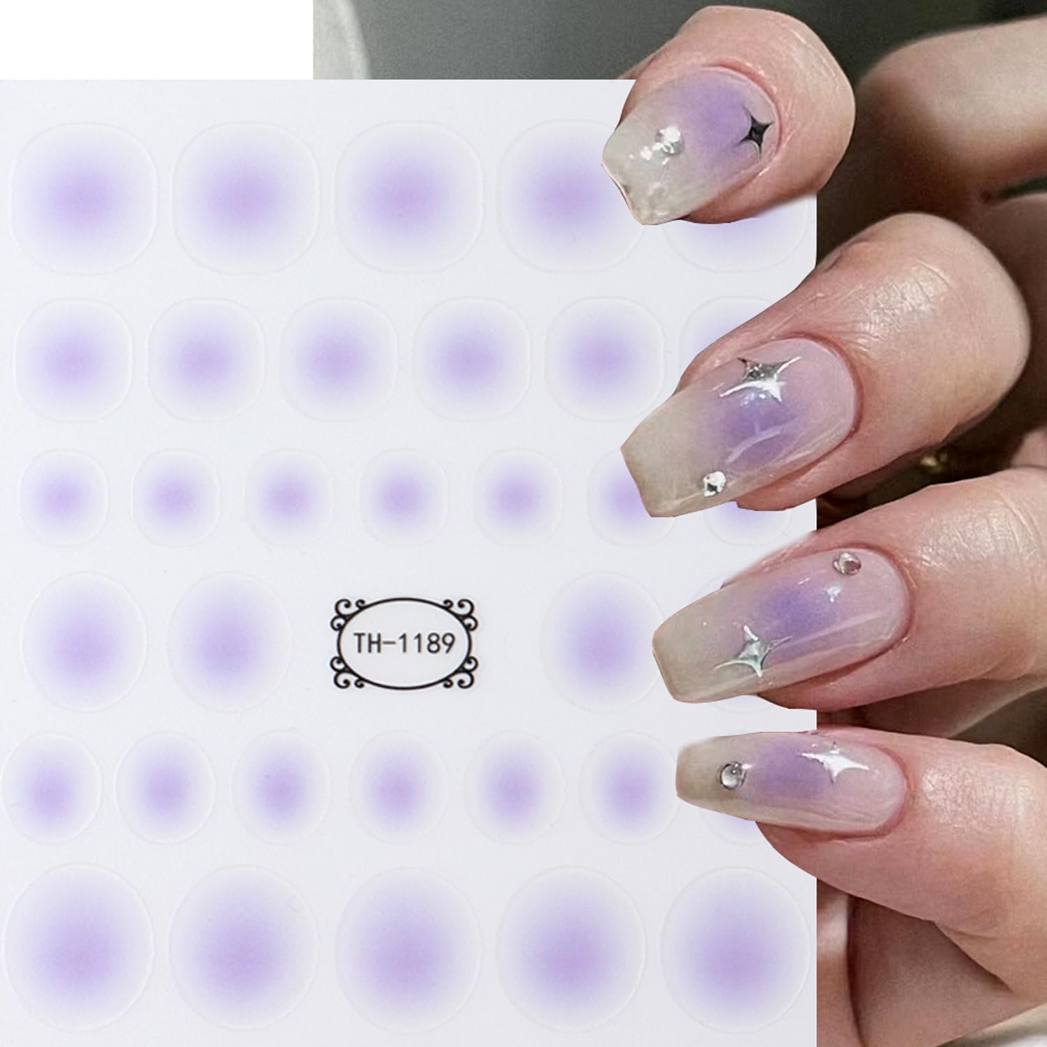 8 Sheets Colorful Gradient Nail Art Stickers Decals 3D Self-Adhesive Fashion Blush Nail Sticker Ombre Nail Decals Supplies Set for Natural Fingernails Manicure Decorations Acrylic Nails Accessories - Image 4