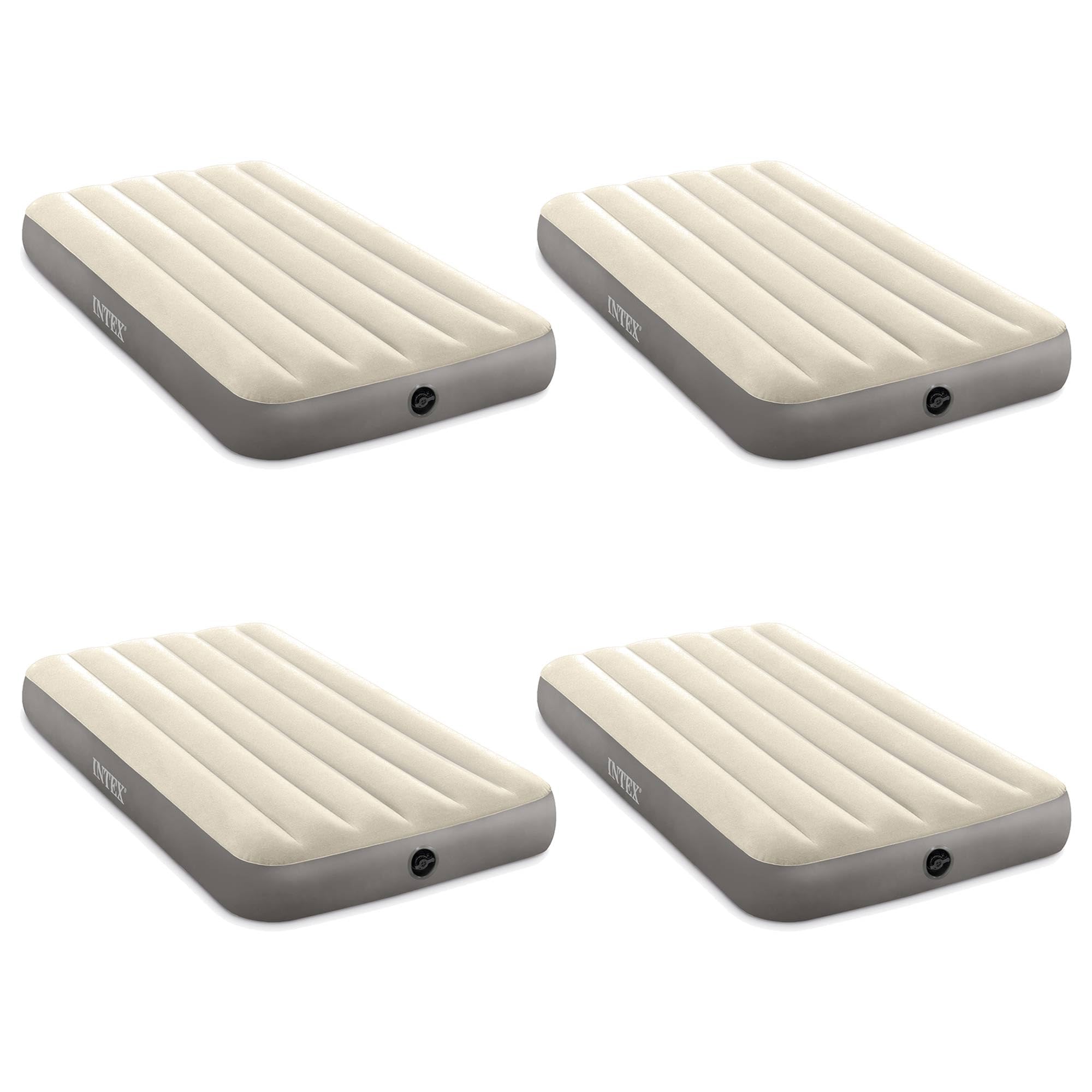 Intex 64101E Dura-Beam Standard Series Single Height Inflatable Air Mattress, with 2 in 1 Extra Wide Valves, Supports Up to 300 pounds, Twin (4 Pack)