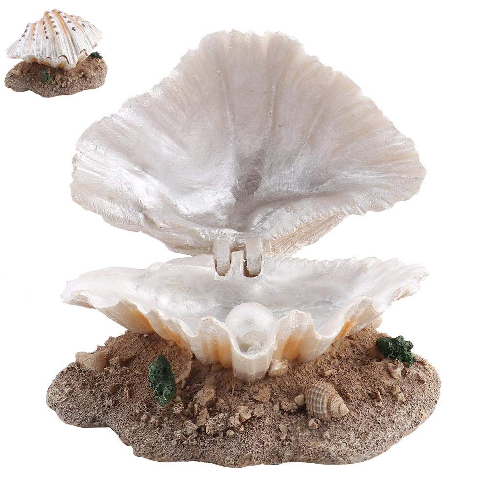Premium Foldable Resin Aquarium Decor for Fish Tank - Shell Pearl Bubbler Shrimp Hiding Cave, Fish Breeding Shelter and Landscaping Decoration