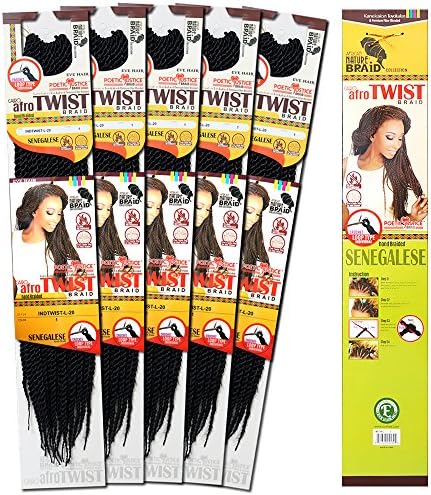 [6 Packs Deal!] Inspire Beyonce Braid Style-Senegalese Afro Twist Braid 20"~22", Large Size, 28 Strands Kanekalon&amp;Toyokalon Eve African Nature Braid (1)