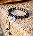 Bella.Vida Mens Womens Bracelet 8mm Natural Lava Stones Black Obsidian and Hematite Bead Therapy Adjustable Braided Bracelet with Lotus Charm