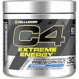 Cellucor C4 Extreme Energy Pre Workout Powder Energy Drink w/ Caffeine, Creatine, Nitric Oxide & Beta Alanine, Icy Blue Razz, 30 Servings