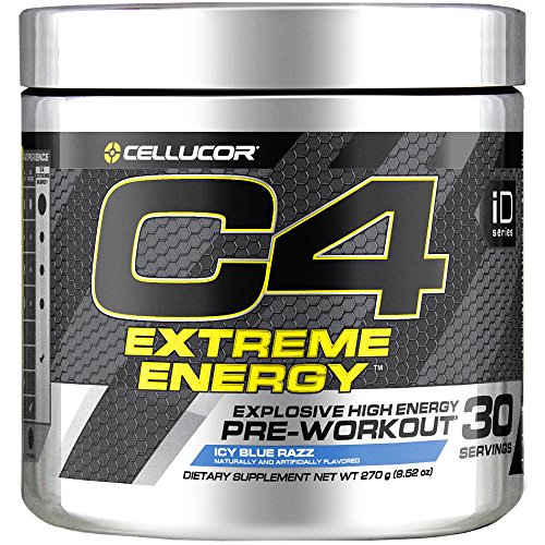 Cellucor C4 Extreme Energy Pre Workout Powder Energy Drink w/ Caffeine, Creatine, Nitric Oxide & Beta Alanine, Icy Blue Razz, 30 Servings