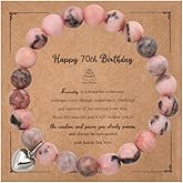 MXXGMYJ Happy Birthday Gifts for Women Pink Beaded Bracelet for Grandma Birthday Gifts for Mom Sister Bead Bracelet Gift for Old Lady