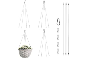 MRRCYUR Chain for Hanging Plants, Hanging Basket Chains Replacement 4 Point 22" Heavy Duty Stainless Steel Wire to Hang Wooden Orchid Planter/Flower Pot/Bird Feeder/Lanterns and Picture (Black-3pack)
