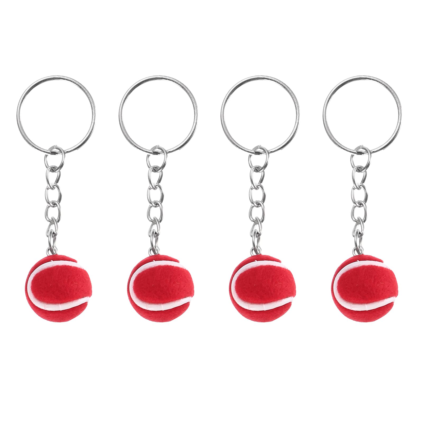 PATIKIL Tennis Keychain, 4Pcs Mini Tennis Ball Keychain Key Ring Cute Sports Keyrings for Sport Lovers, Red