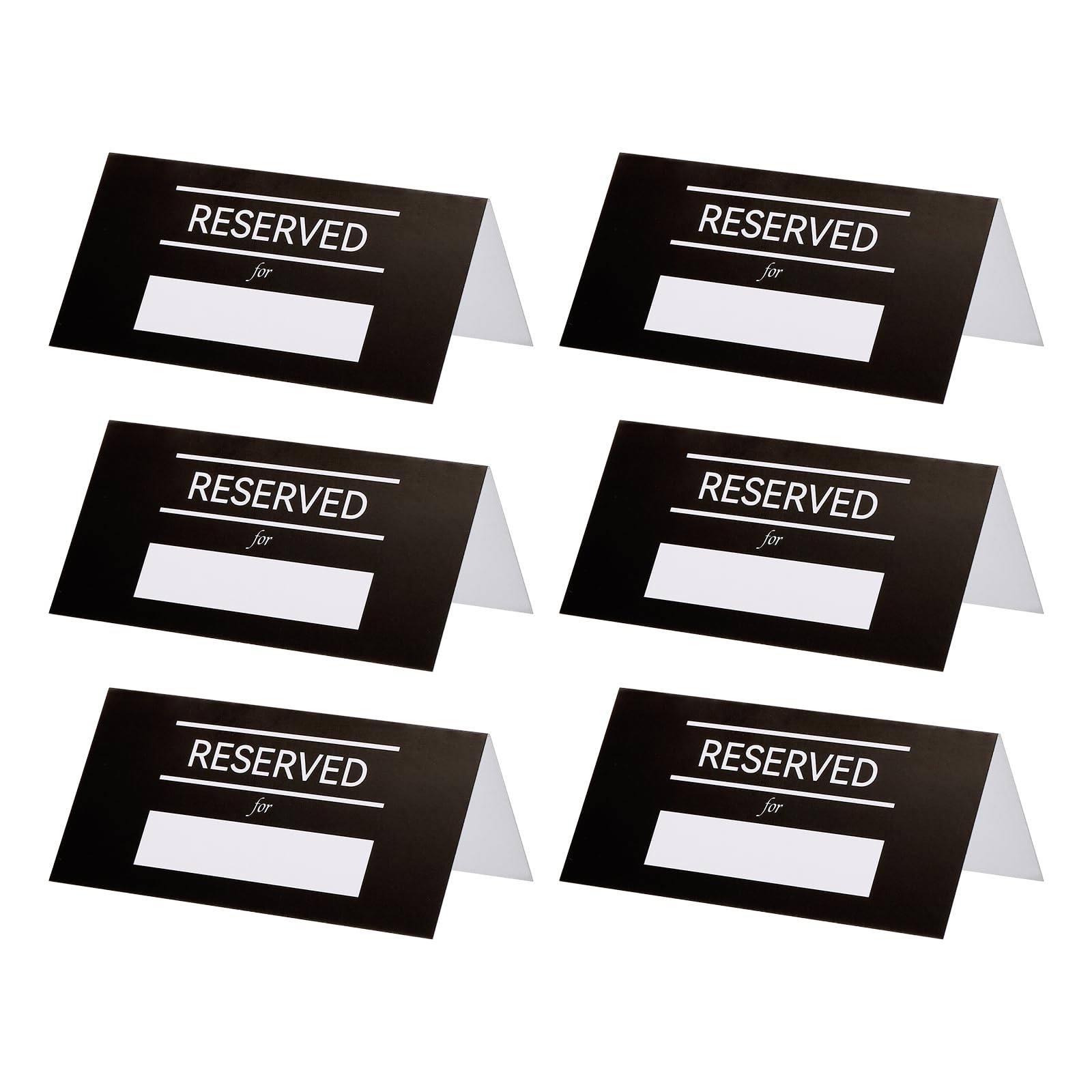 PATIKIL 40 Pack Reserved Table Signs, Double Sided Seating Name Cards Tables Tent Blank Card for Wedding Restaurant Party Event Foodservice, Black