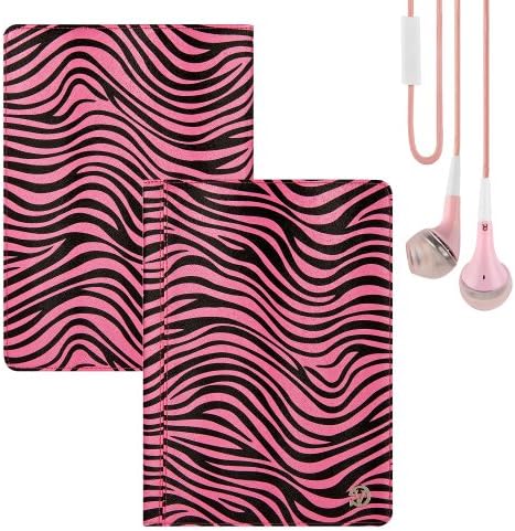 Quality Book Style, Pink Zebra Animal Print Vangoddy Brand Mary Collection Leather -ette Portfolio Cover Cases for All Models of the TabletExpress Dragon Touch 9 Inch Tablet MID948B + Compatible Pink Earbud Earphones