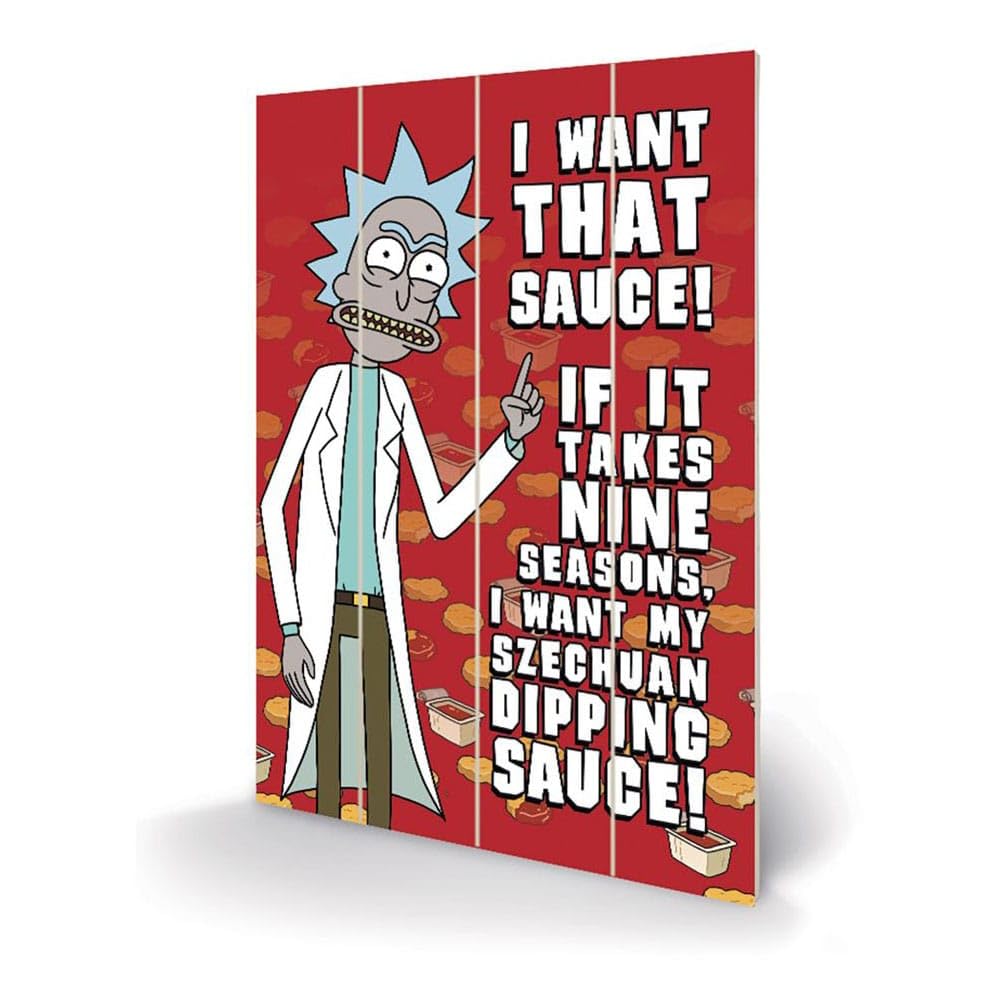 Cartoon Network Rick and Morty (Szechuan Sauce) 40 x 59cm Wooden Wall Art