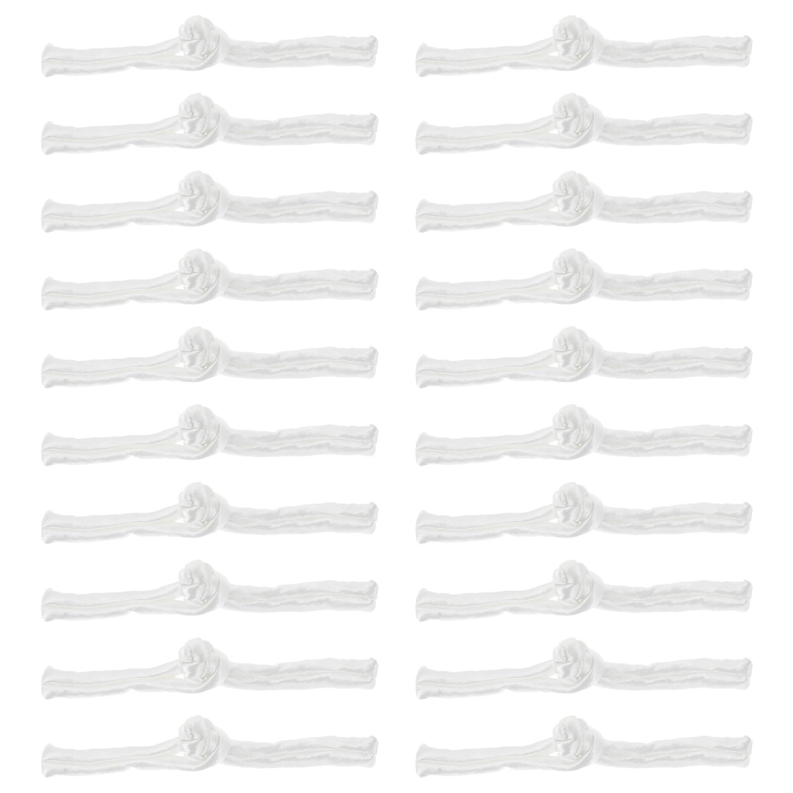 HEALLILY 20 Pairs Chinese Knot Frog Buttons Satin Chinese Closure Button Braid Knit Closure for DIY Sewing Coats Cheongsam Suit White