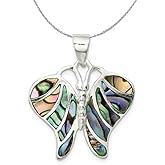 The Black Bow Sterling Silver and Abalone Butterfly 25mm Necklace